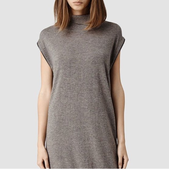 All Saints Nwot Kaninda Wool/Cashmere Sleeveless Zip Sided Tunic Sweater Dress